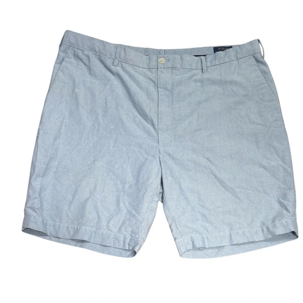 Polo Ralph Lauren Shorts Mens‎ 44B Blue Oxford Cotton Flat Front Casual Classic